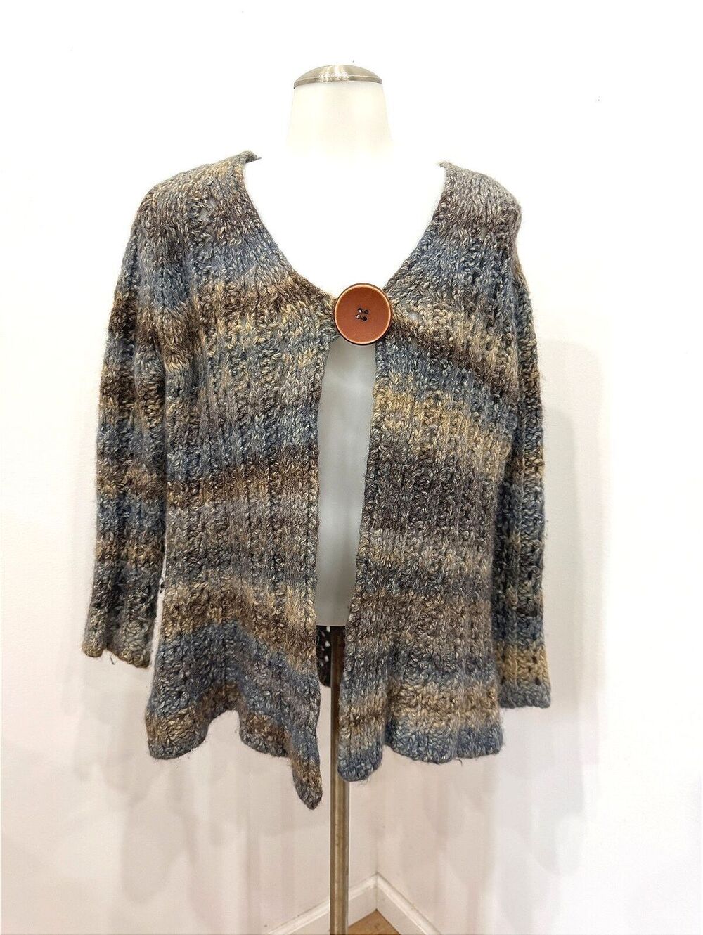 Turkish Large Women's Knitted Button-Up Cardigan Sweater Ponch